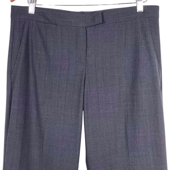 THEORY Tecila Wool Blend Dress Pants Size 10 Gray Pinstripe Straight Wide Leg - Picture 5 of 16